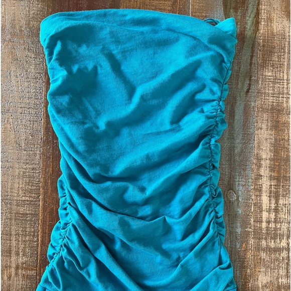 strapless dress Velvet by Graham & Spencer teal EUC - Picture 2 of 9